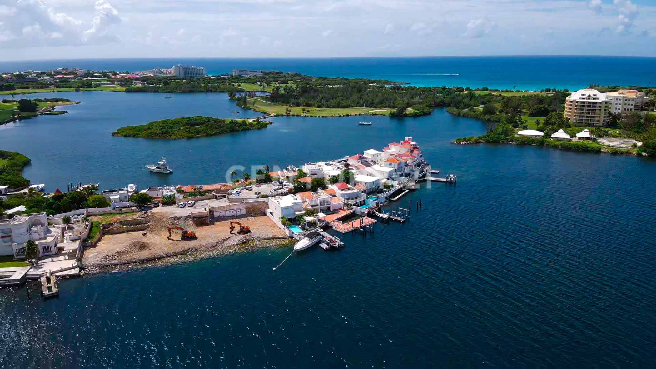 New Construction Cupecoy Waterfront Villa With Boat Dock For Sale